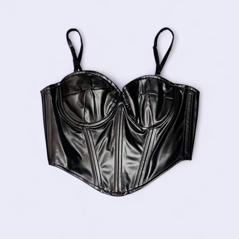 NEVER WORN Forever 21 Black Faux Leather Crop Top